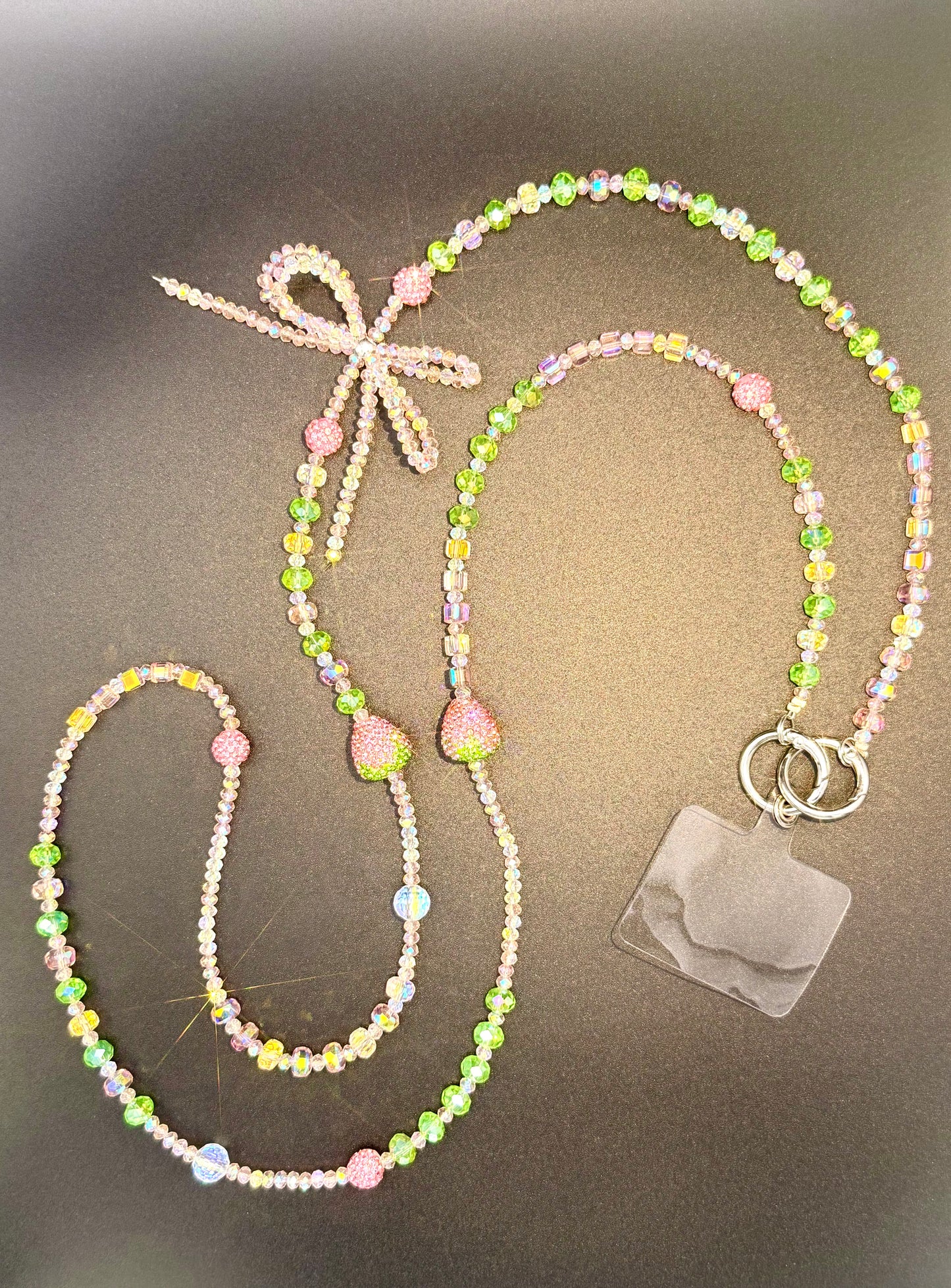 Phone Charm Crystal Stawberry long