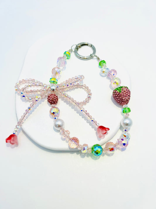Phone Charm Crystal Strawberry short